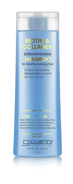 GIOVANNI Biotin & Collagen Shampoo bottle pour for a gentle color-safe cleanse.