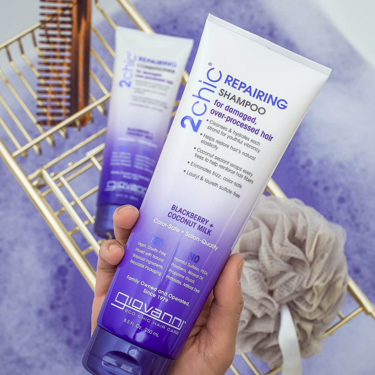 GIOVANNI blackberry-coconut milk essence visual suggests nourishment and frizz control