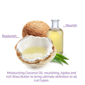 Creamy mask texture applied to hair for frizz control.