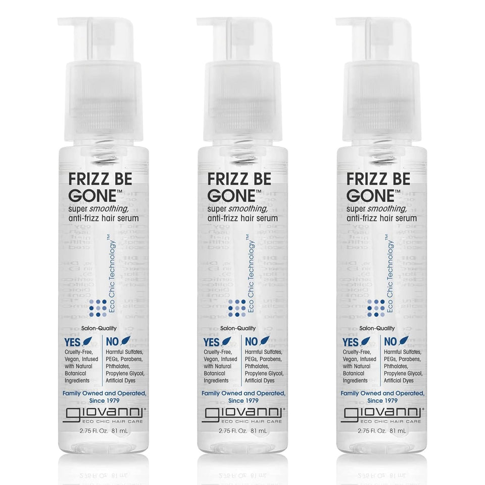 GIOVANNI Eco Chic Frizz Be Gone bottle for color-safe frizz control