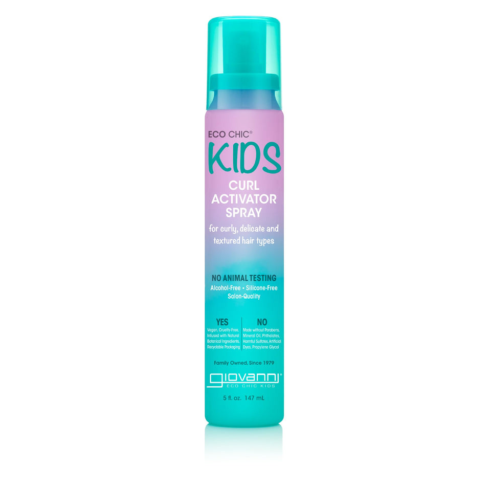 Giovanni Eco Chic KIDs Curl Activator Spray bottle promotes easy curl maintenance.