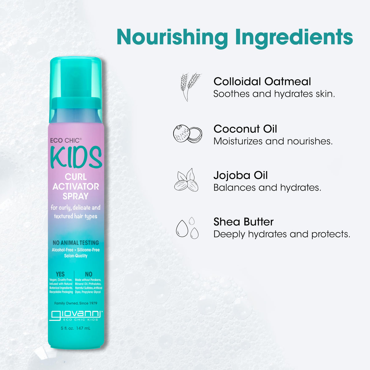 Giovanni Eco Chic KIDs Curl Activator Spray recyclable packaging supports eco-friendly routine.