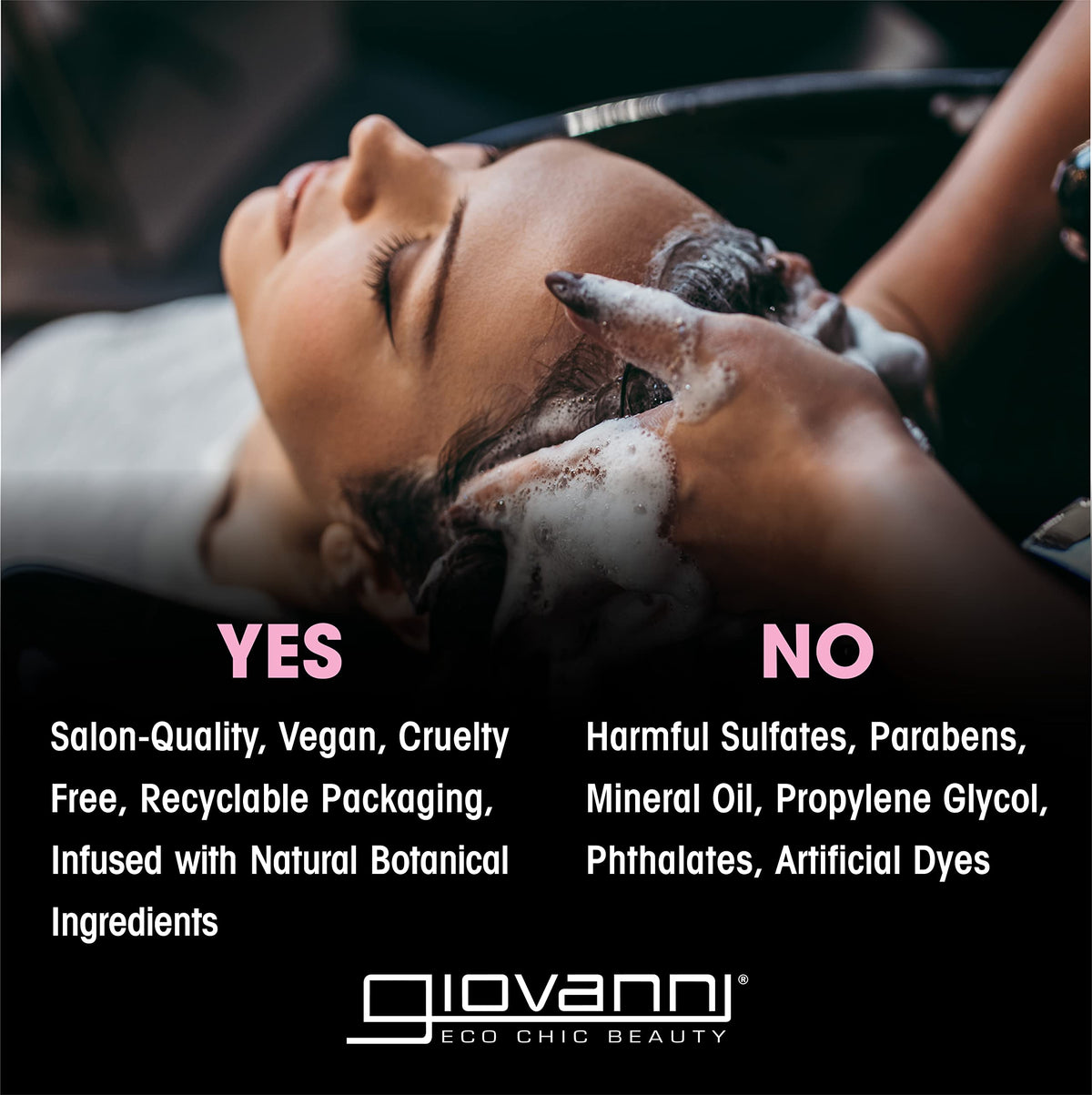 GIOVANNI hair care set front packaging conveys value and paraben-free promise