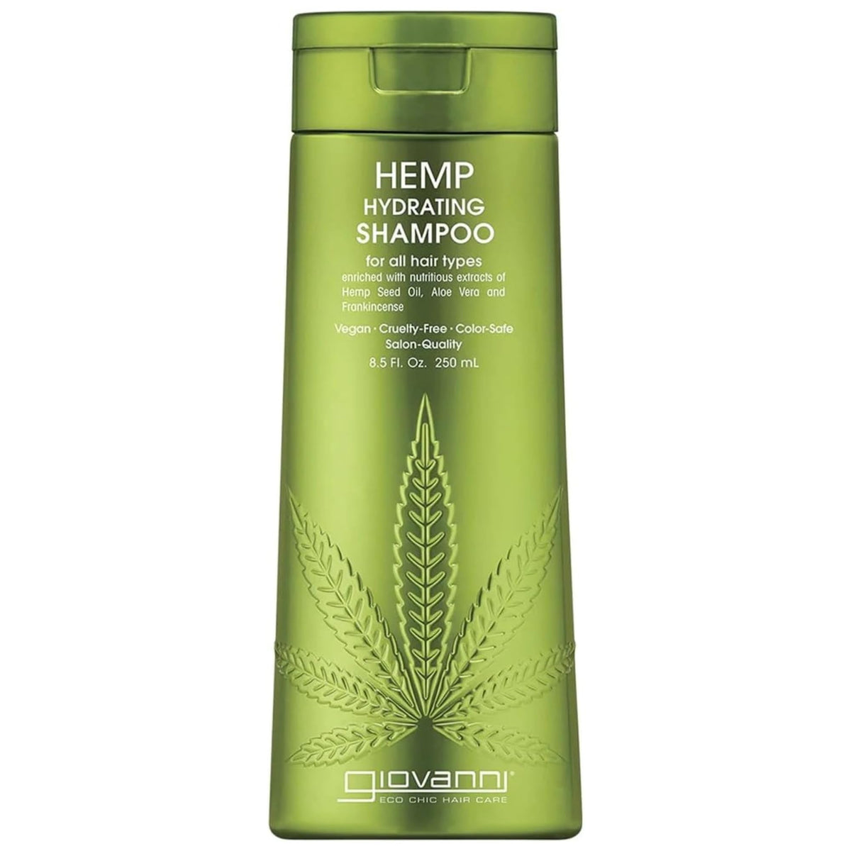 GIOVANNI Hemp Hydrating Shampoo bottle front view for nourished hair.