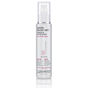 Giovanni Rapid Blow Dry Shield bottle shown for heat protection during styling.