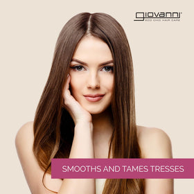 Giovanni Rapid Blow Dry Shield controlling frizz for polished hair.