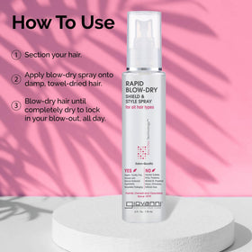 Giovanni Rapid Blow Dry Shield delivering a smooth, soft finish on hair.