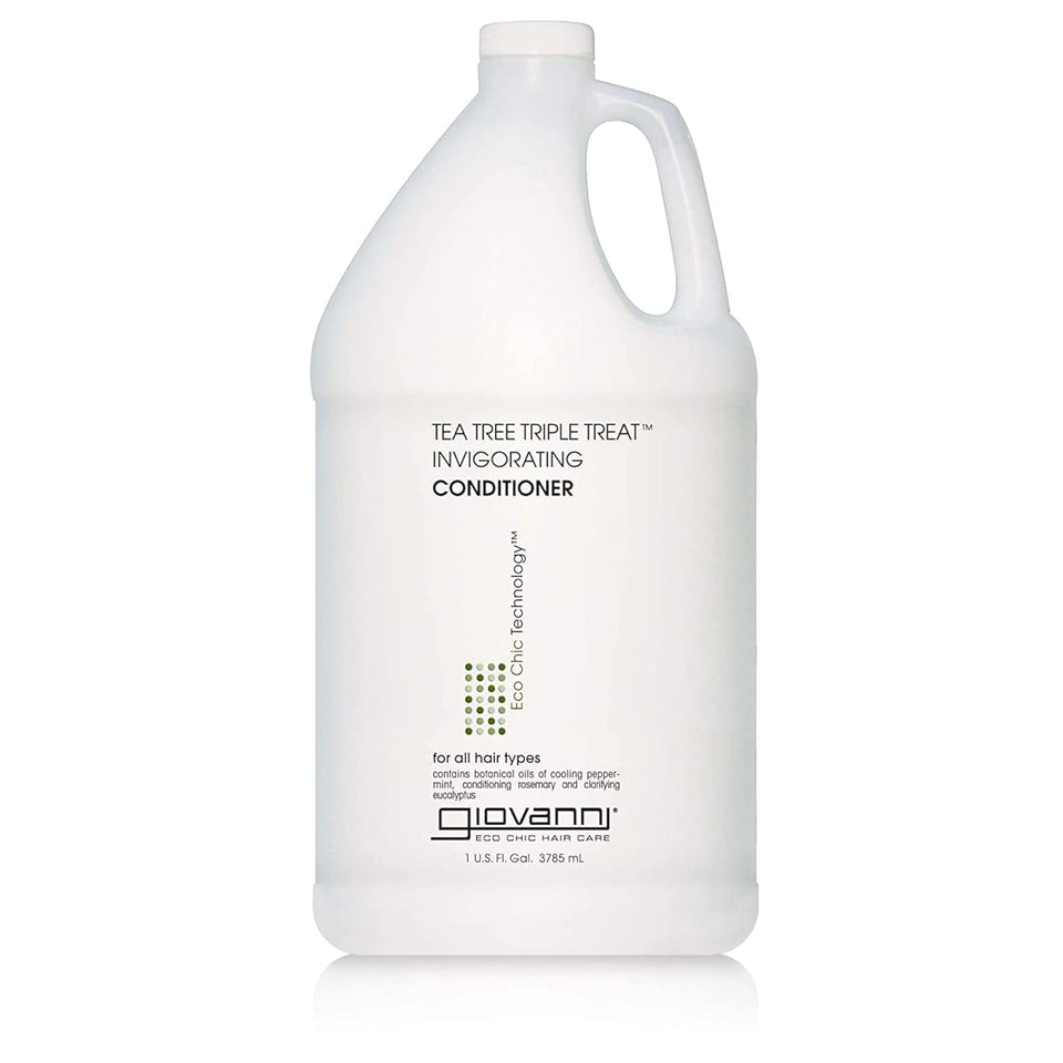 GIOVANNI Tea Tree Triple Treat bottle – cooling peppermint aroma for refreshed scalp.