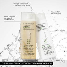 GIOVANNI Tea Tree Triple Treat conditioner tube delivering soft, defined curls.