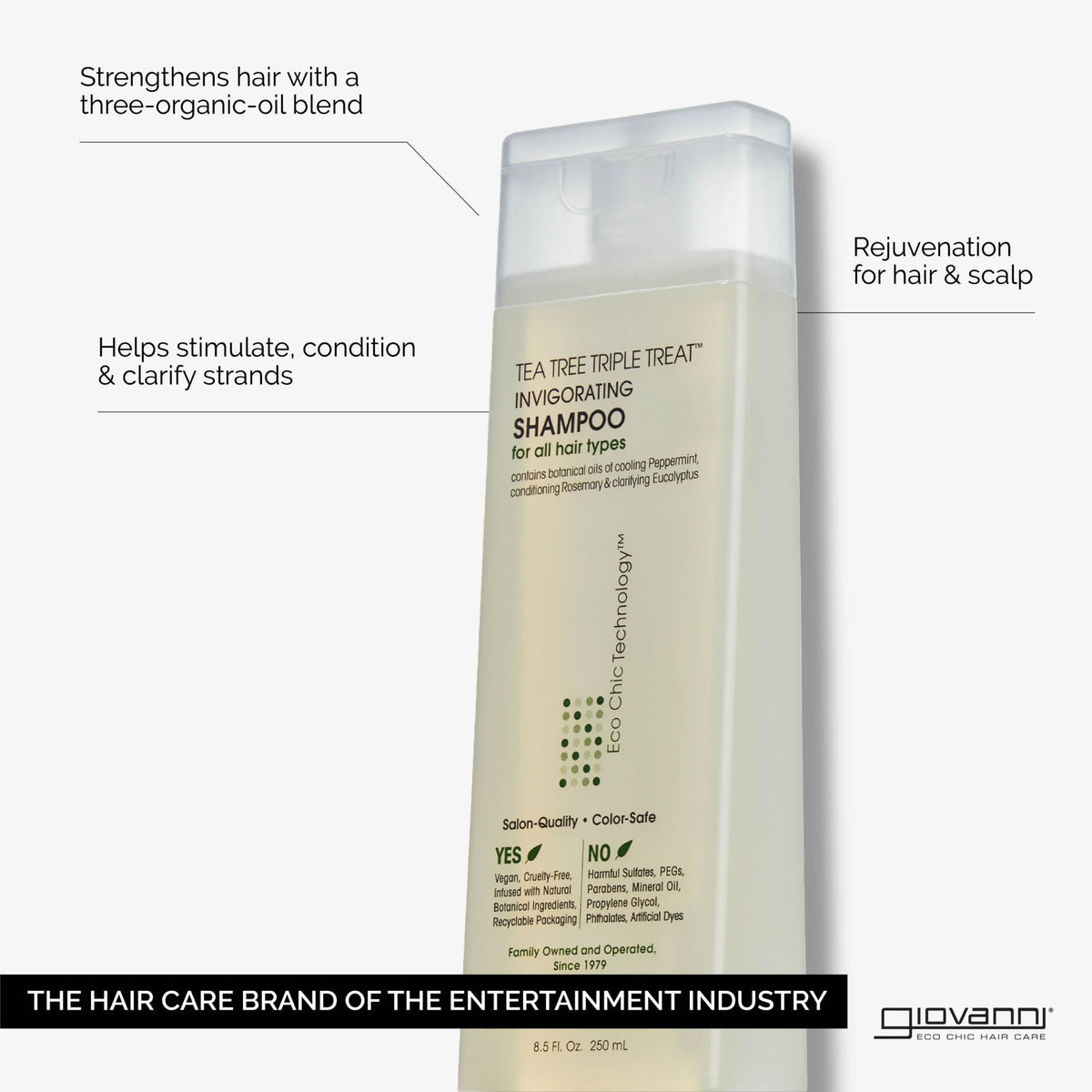GIOVANNI Tea Tree Triple Treat shampoo pour showing easy daily application