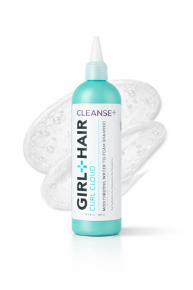 GIRL+HAIR Cleanse+ Moisturizing Shampoo bottle pours rich lather for dry hair