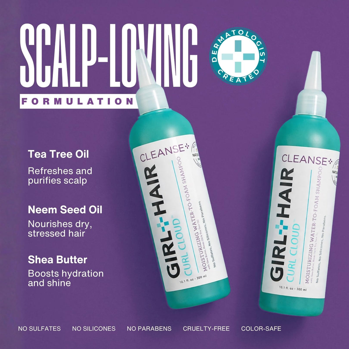 GIRL+HAIR bottle with pump delivers targeted cleansing for itchy scalp