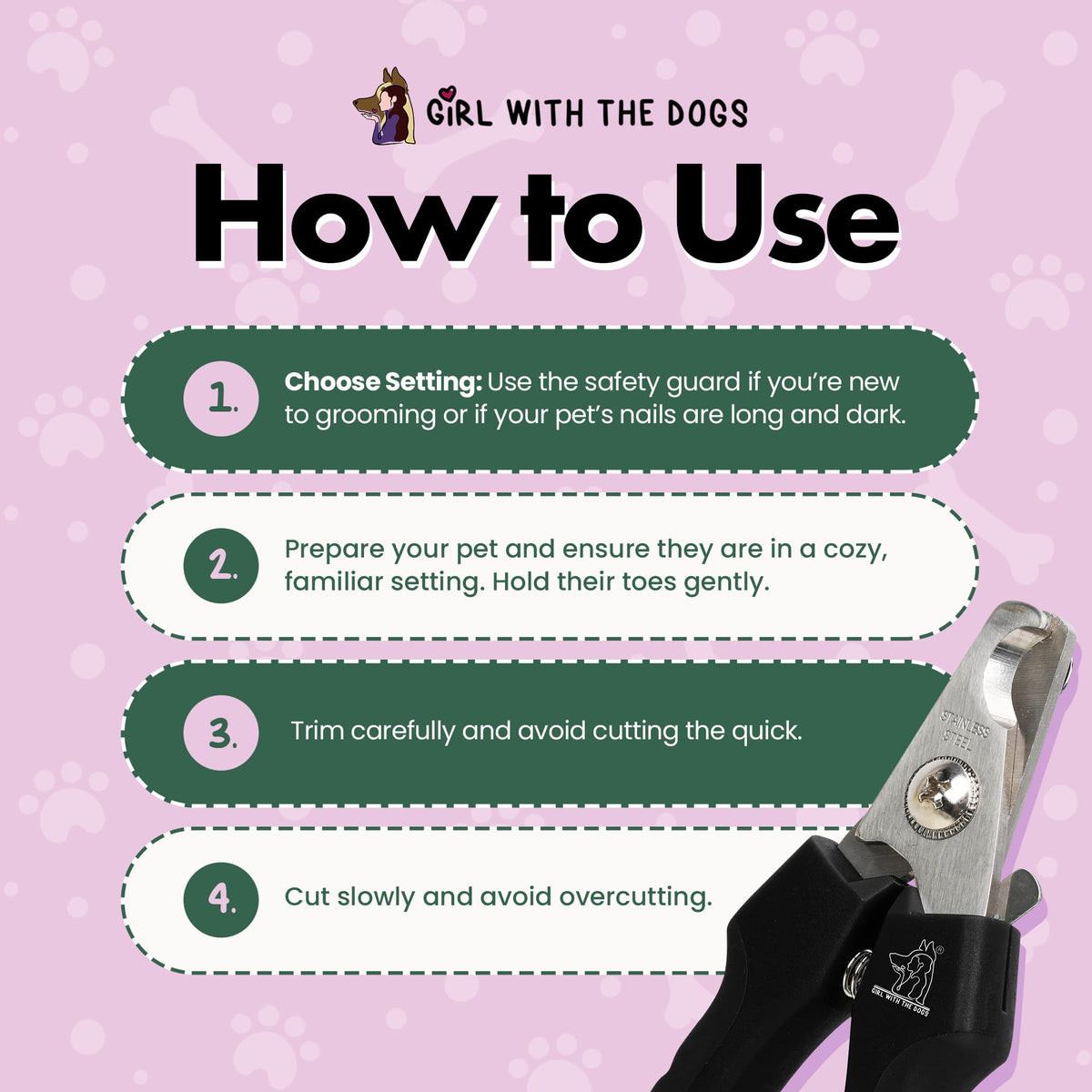 Girl With The Dogs easy-to-use clipper provides a stress-free grooming session.