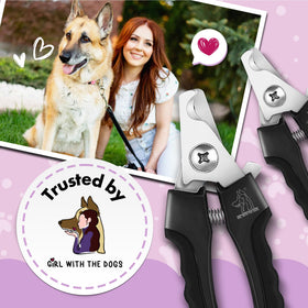 Girl With The Dogs clippers featuring a protective guard to prevent overcutting.