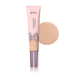 Girlactik Luminous Tint Foundation medium shade swatch highlighting natural coverage and glow.