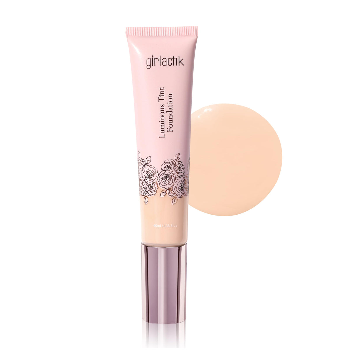 Girlactik Luminous Tint Foundation swatch on skin demonstrates buildable dewiness.