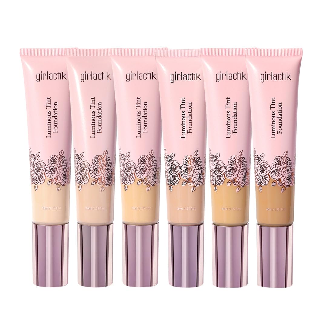 Texture swatch reveals sheer to medium coverage with a luminous finish.