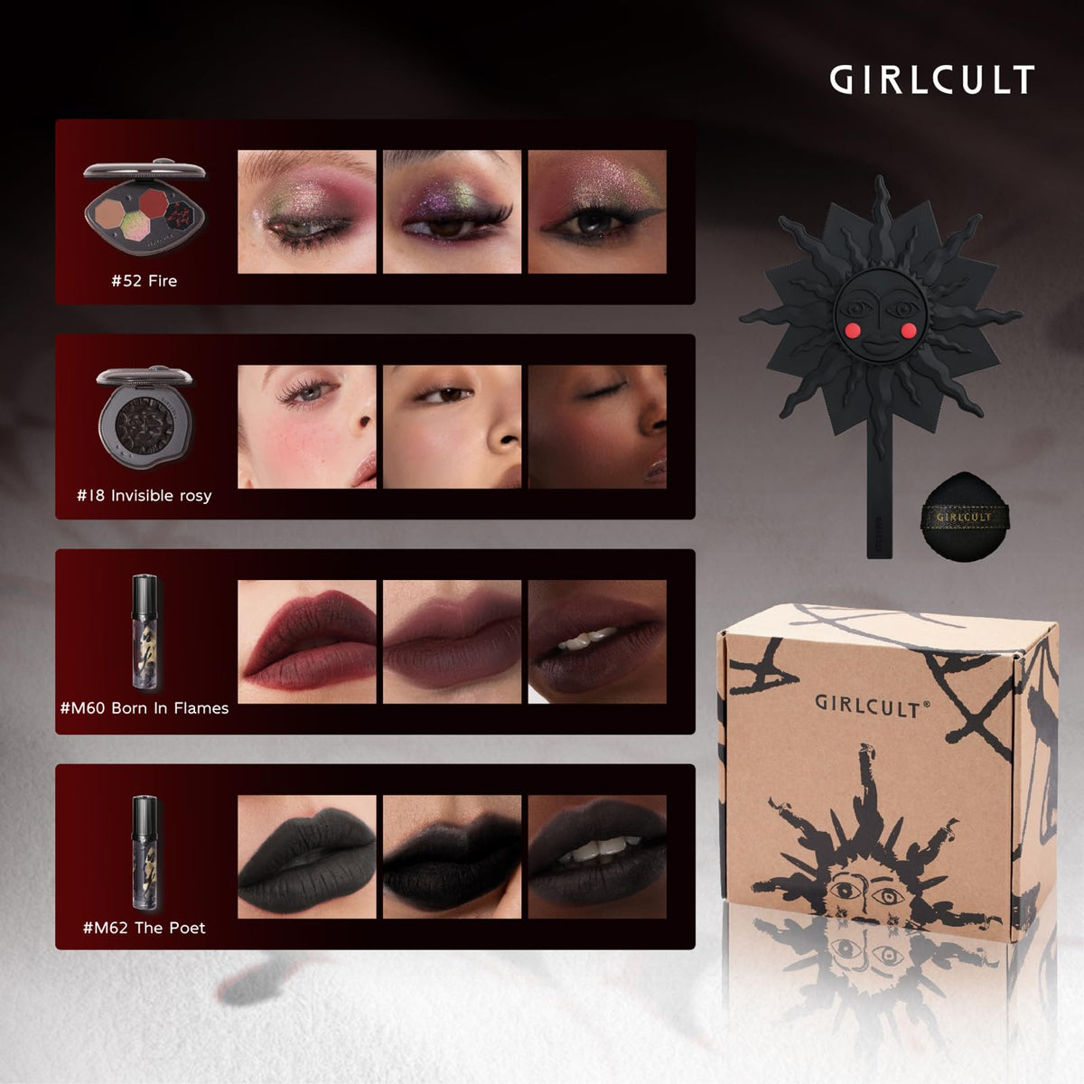 GIRLCULT eyeshadow quad collection for buildable day-to-night looks.