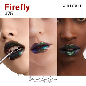 GIRLCULT Glass Shine Lip Gloss application on fingertip reveals smooth, cushiony texture.