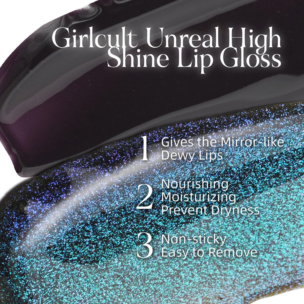 Close-up of GIRLCULT Glass Shine Lip Gloss texture showing a smooth, non sticky feel.