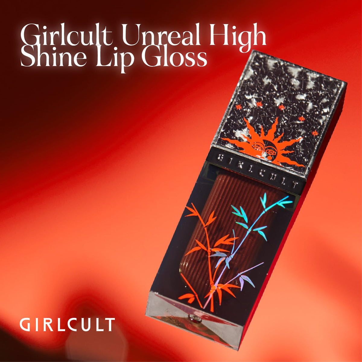 GIRLCULT Glass Shine Lip Gloss texture close-up highlights lightweight moisturizing formula.