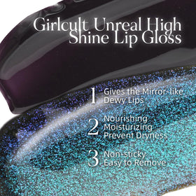 GIRLCULT Glass Shine Lip Gloss on pout shows high-shine glow and plump-looking lips.