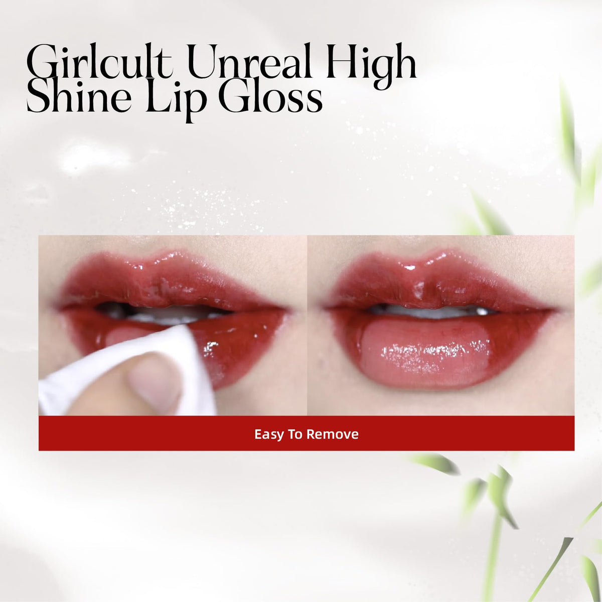 GIRLCULT lip gloss on lips delivers a bright high-shine finish