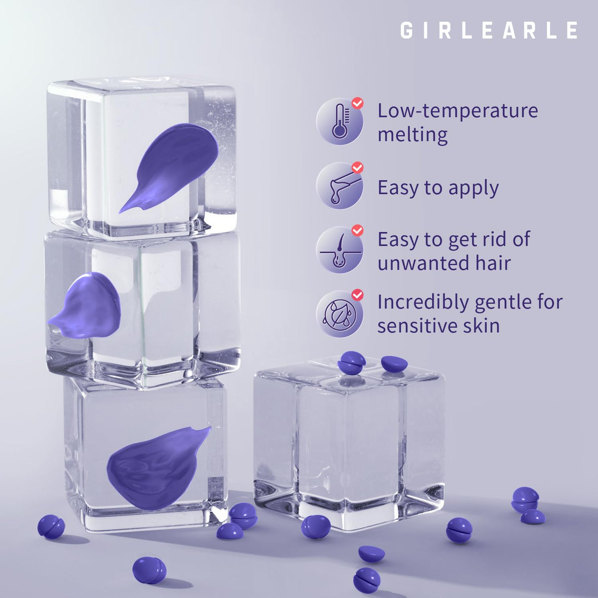 GIRLEARLE hard wax beads enable efficient hair removal with smooth application.