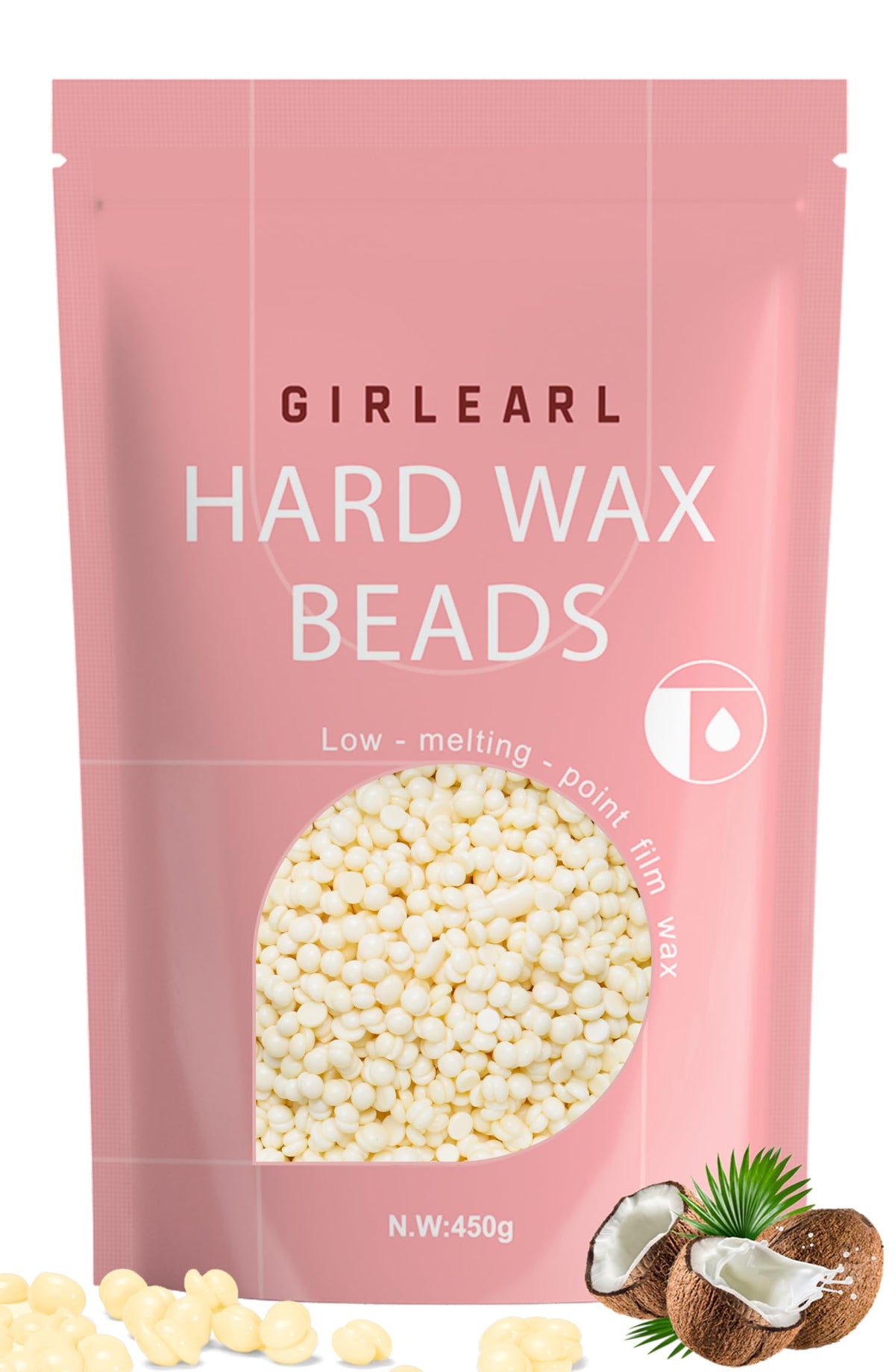 GIRLEARLE hard wax beads in a 1lb package for at-home hair removal.