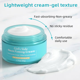 Girl's side cream swatch on hand highlighting hydration and quick absorption.