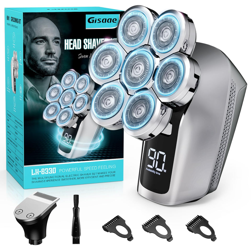Gisaae 7D head shaver with seven adaptive heads for thorough coverage