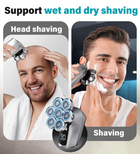 Gisaae head shaver with LED display shows battery level at a glance