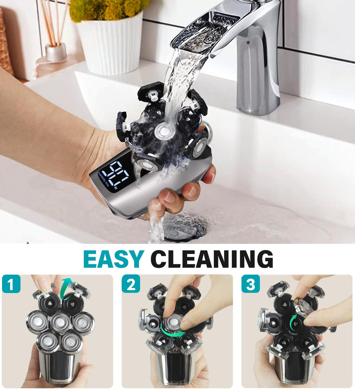 Gisaae IPX7 waterproof shaver for wet or dry grooming