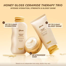 Gisou Honey Gloss Hair Mask jar nourishes and smooths hair.