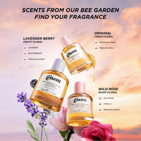 Gisou Honey Infused Hair Perfume Lavender Berry bottle highlighting scent variety.