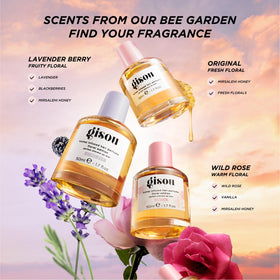 Packaged Gisou product display showcasing three signature scents available.