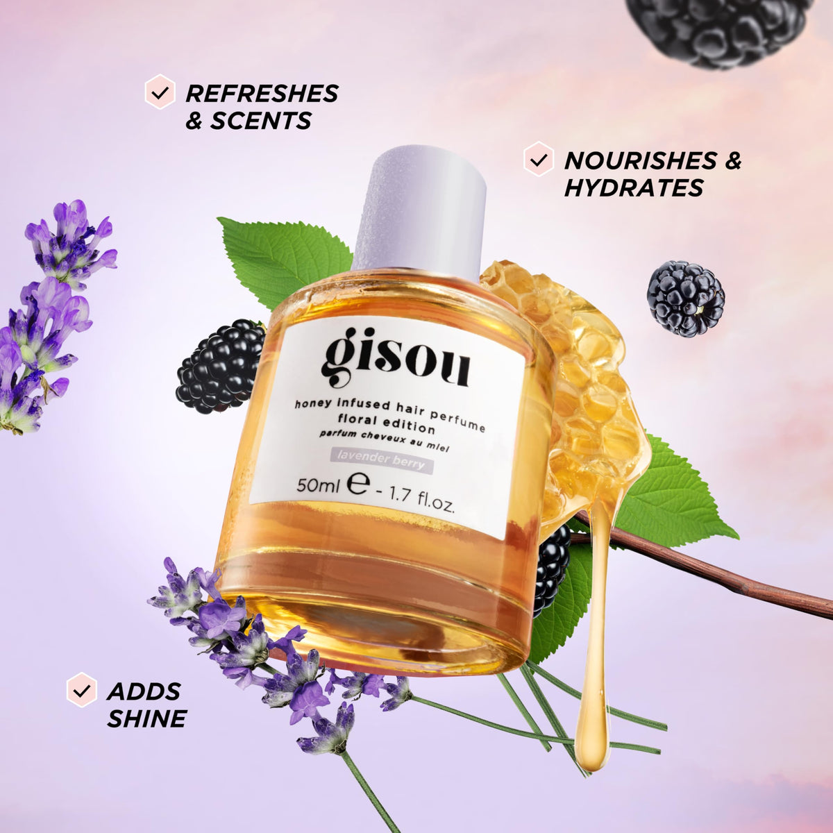 Gisou Honey Infused Hair Perfume mist spray for long-lasting fragrance.