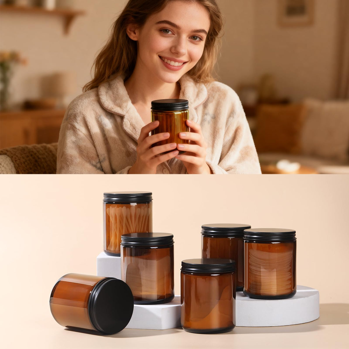 GIVAMEIHF 30-pack amber jars suited for candles and cosmetics DIY storage
