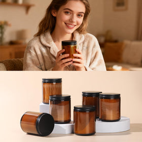 GIVAMEIHF 30-pack amber jars suited for candles and cosmetics DIY storage