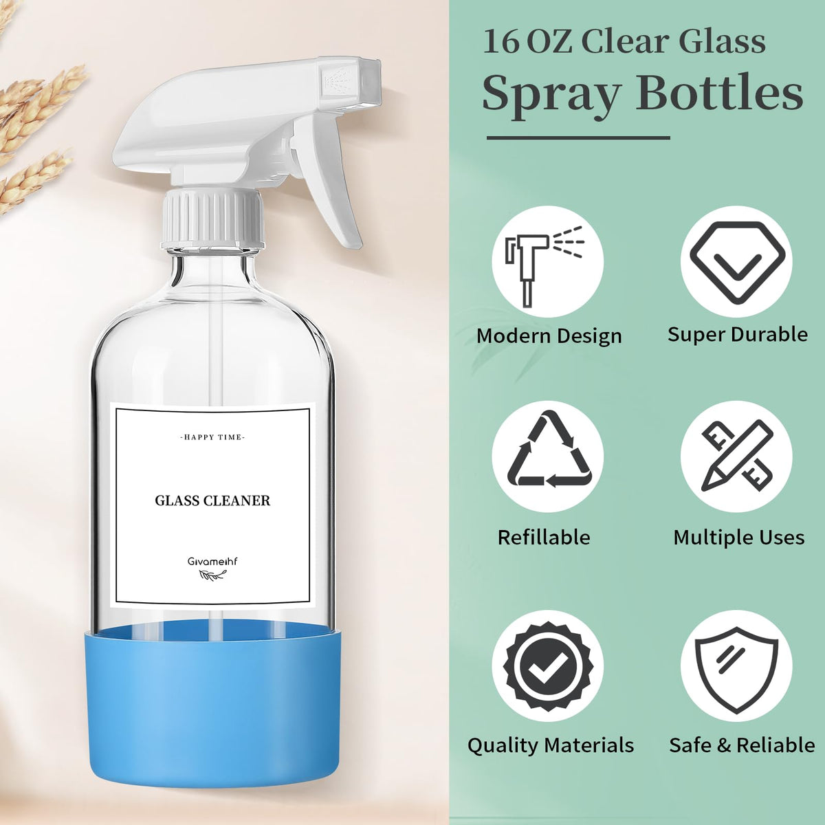 GIVAMEIHF airtight lead-free glass bottle ideal for cleaning solutions.