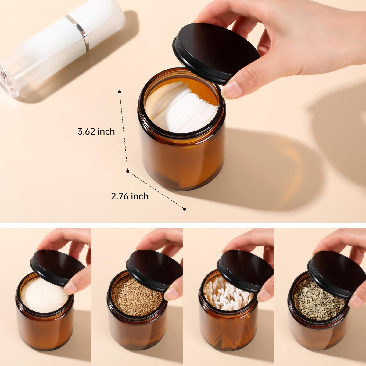 GIVAMEIHF amber jar with airtight lid keeps creams and spices fresh