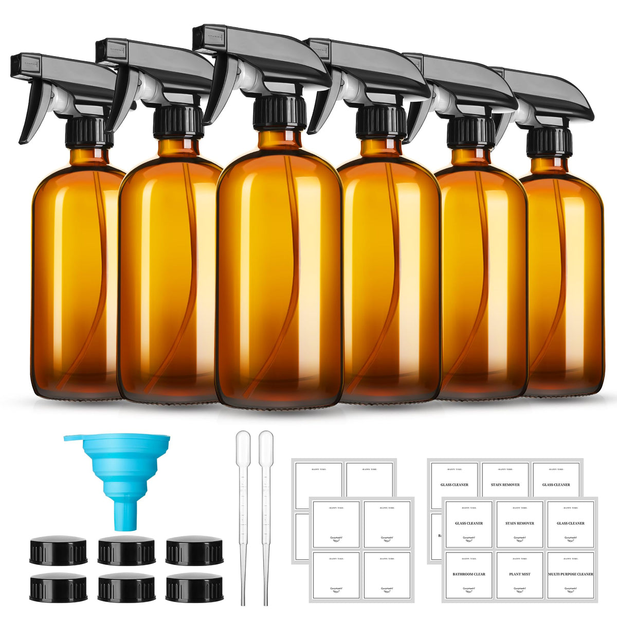 GIVAMEIHF 16oz amber glass spray bottle front view protects light-sensitive liquids like essential oils