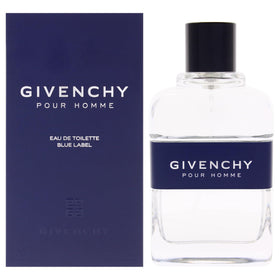 Givenchy Blue Label bottle front view, showcasing a sleek masculine design for evening wear