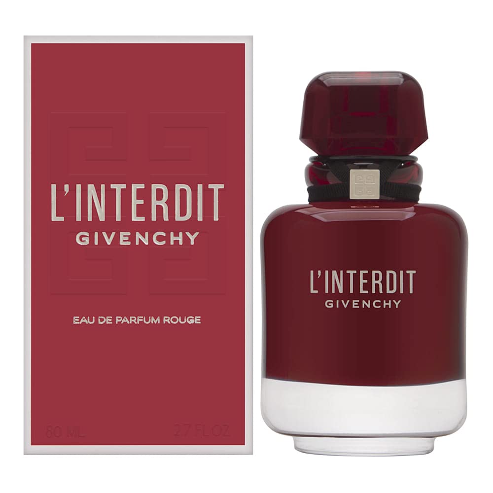 Givenchy L’Interdit Rouge bottle in bold red, ideal for fearless evening wear.