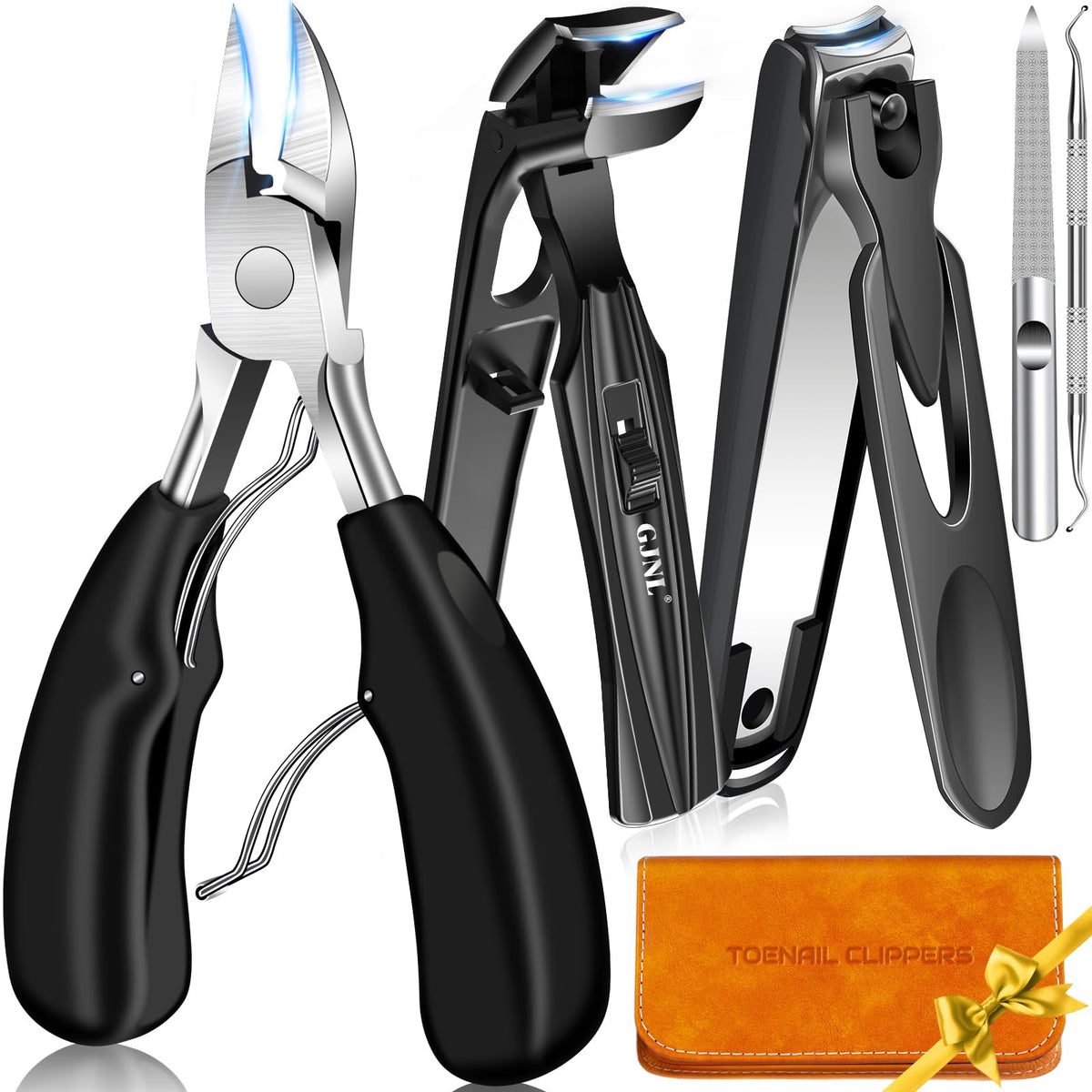 GJNL 2026 toenail clippers with large wide jaw opening for thick nails, easier trimming.