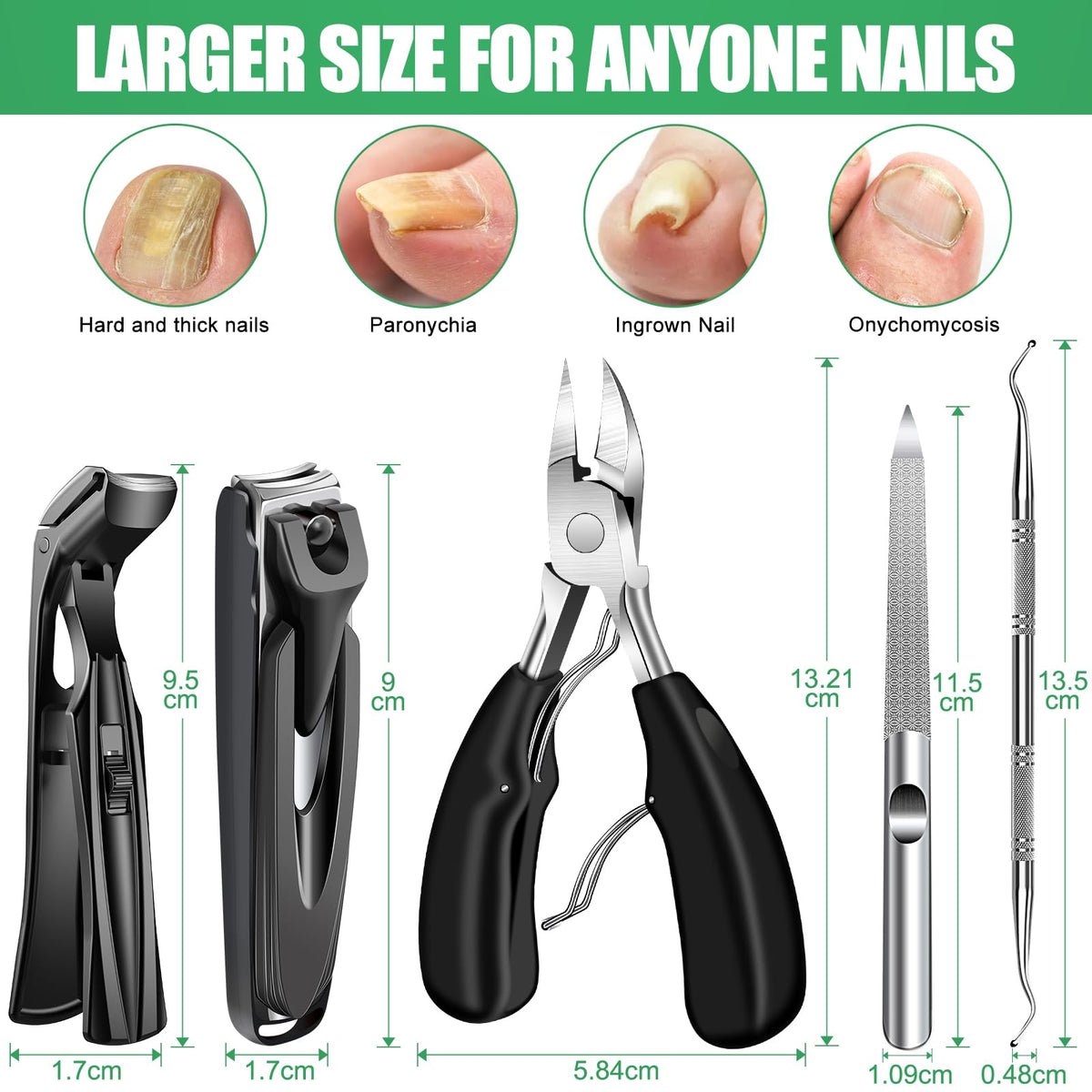 GJNL 25-degree curved blades follow nail shape for accurate trimming.