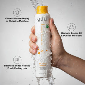 GK HAIR Balance rich-lather shows deep cleansing without stripping moisture.
