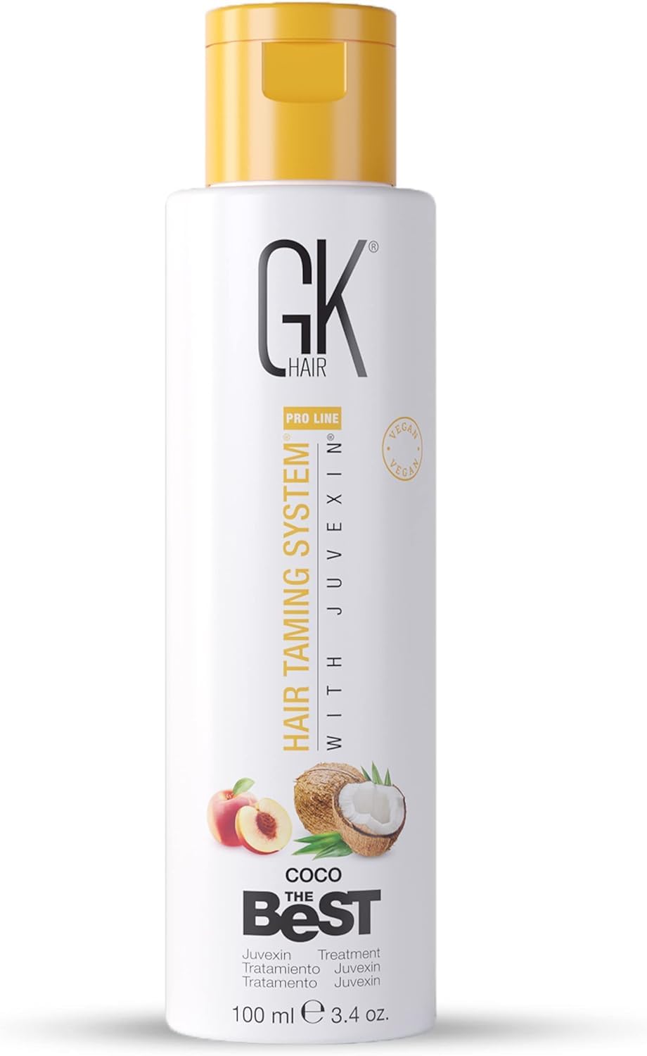 GK Hair COCO smoothing bottle pour showcases professional keratin treatment for salon-quality results.