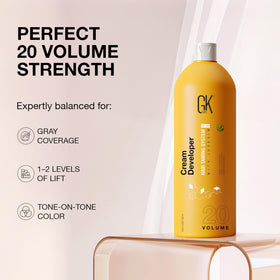GK Hair durable bottle close-up highlighting long-lasting color potential.