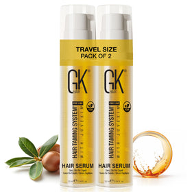 GK HAIR travel size hair oil bottle pour shows lightweight formula for on-the-go styling